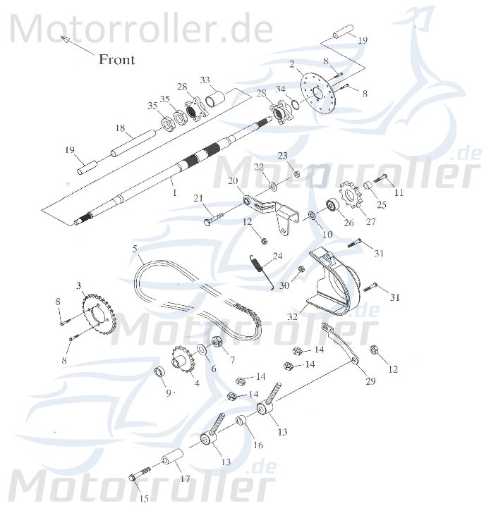 Adly Bundschraube Kettenspanner GK 125 Buggy 125ccm 4Takt Motorroller.de Maschinenschraube Flanschschraube Flansch-Schraube Maschinen-Schraube Service