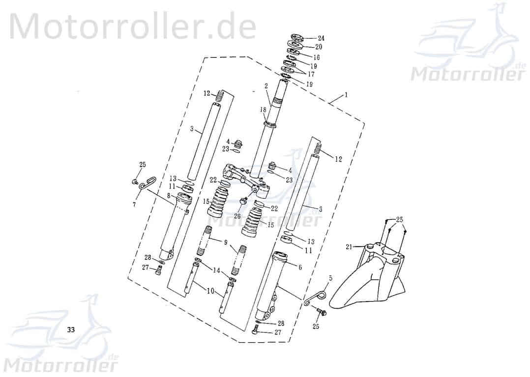 SMC Extra 50 T Gabelbrücke vorn Joch 50ccm 2Takt 42100-NJF-00 Motorroller.de Telegabel Gabel-Brücke Vorderrad-Gabel Vorderradgabel Lenkgabel Gabeljoch