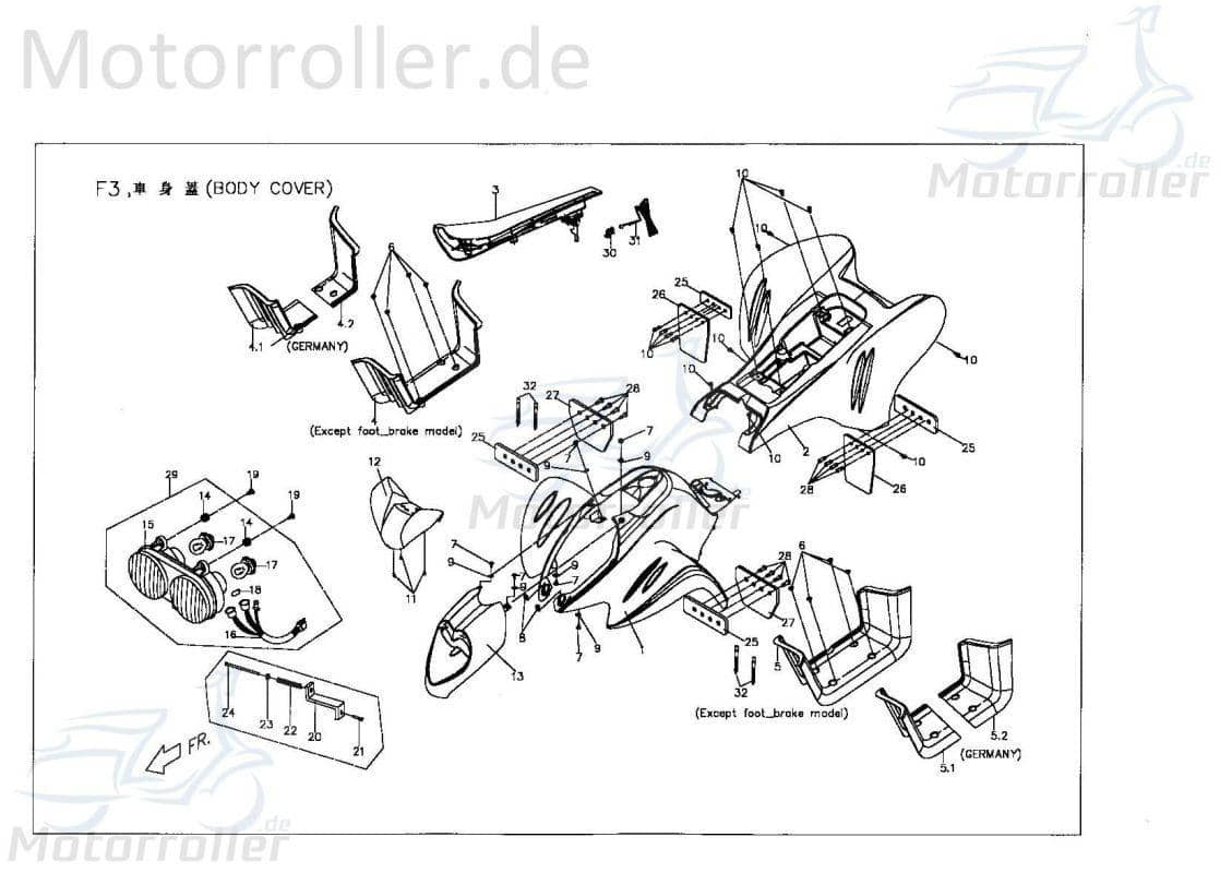 PGO X-RIDER 50 Frontverkleidung blau 50ccm 2Takt X06255004U0 Motorroller.de Frontschürze Frontmaske Front-Cover Lenkerverkleidung Front-Schürze Quad