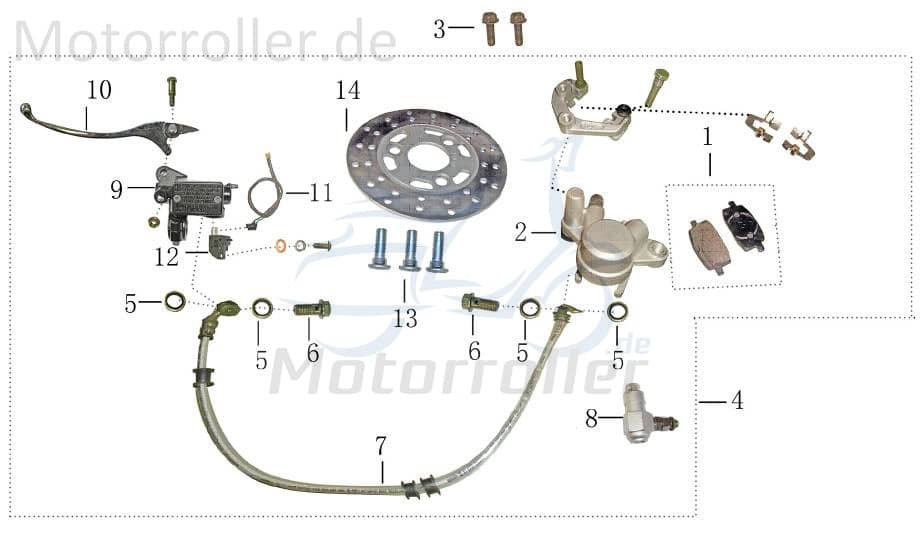Bremsscheibe vorn silber 155x40,5x3,5mm 10,5mm Bohrung YY50QT010014