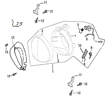 Rex Bergamo 50 Halter Scheinwerfer Roller 50ccm 4Takt 740420 Motorroller.de Halterung Haltebügel Halteblech Halte-Blech Halte-Bügel 50ccm-4Takt Znen