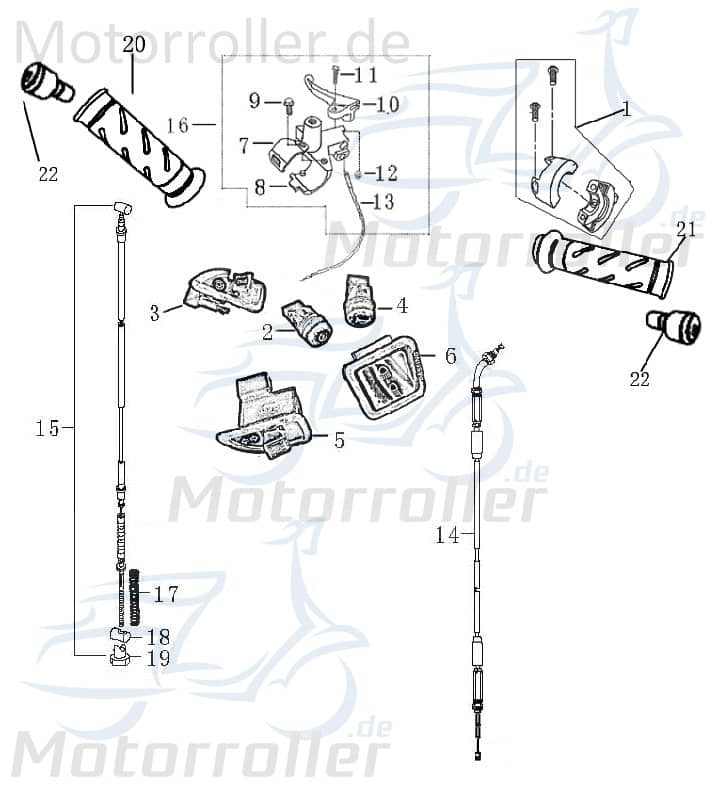 Rex RS460 Jinlun Handgriffgummi Paar 22-24mm L= Motorroller.de 120mm 1180402-1-S Gasgriff Drehgriff Lenkergriff 50ccm 4Takt 139QMB