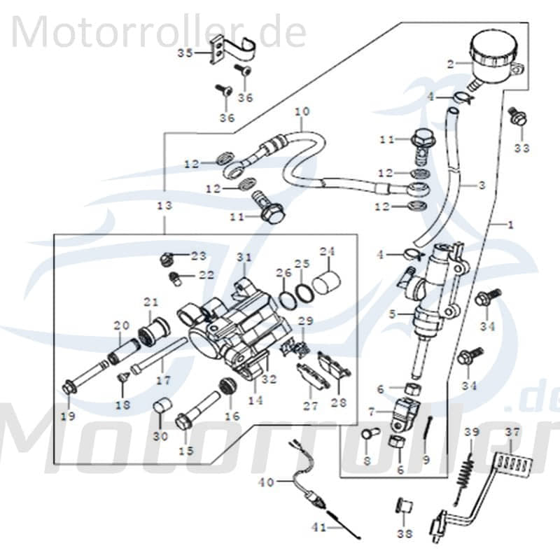 Kreidler STREET 125 DD Bremsbeläge Roller 125ccm 4Takt 91512 Motorroller.de Bremsbelag Bremsklötze Bremsbacken Bremsschuhe Bremsbelagsatz Bremssteine