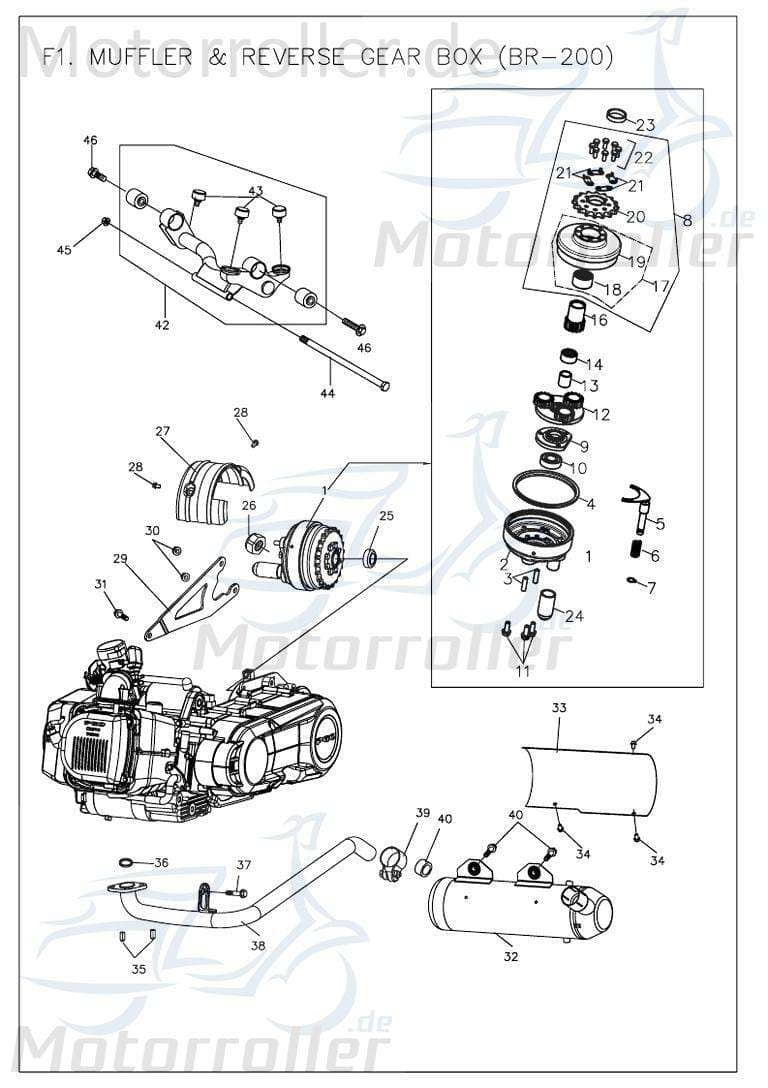 PGO Bugrider 200 Kettenschutz hinten Schutzblech Buggy 200ccm 4Takt B51445400002 Motorroller.de Kettenschutzblech Kettenabdeckung Schutz-Blech Service