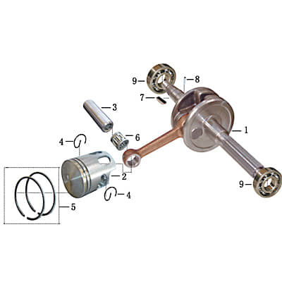 Kurbelwelle d=10mm D=16mm 1E40QMB AGM Motorwelle 50ccm 2Takt Motorroller.de Kolbenantriebswelle Crankshaft Kurbel-Welle Motor-Welle Scooter Ersatzteil