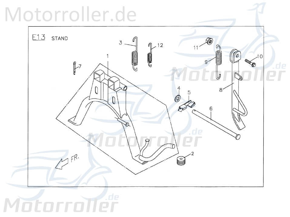 PGO Hauptständer schwarz PMX 110 Standfuß Zweibeinständer P2461002600 Motorroller.de Roller-Ständer Rollerständer Mittelständer Stand-Fuß PMX 50