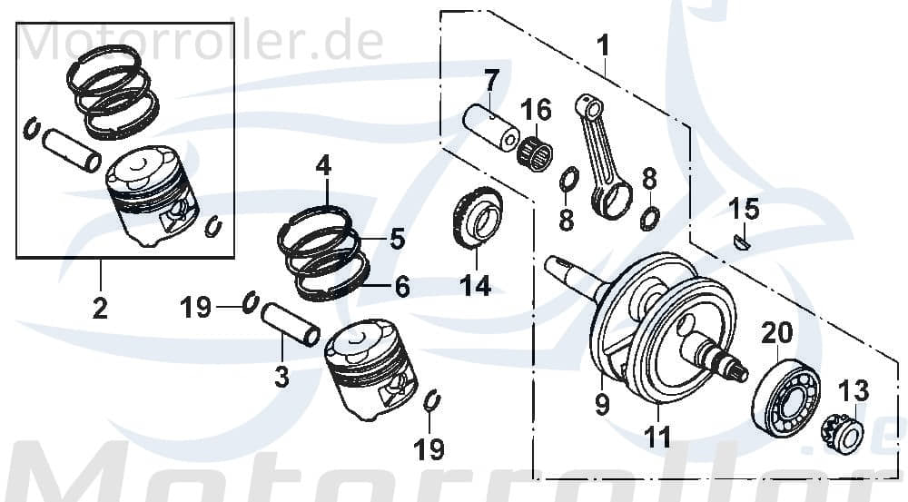 Daelim NS 125 Kolbenbolzen 125ccm 4Takt DAE-13111-SA1-0000 Motorroller.de Piston-Pins Kolben-Bolzen Pleuelbolzen Pleuel-Bolzen Pistonpin Pistonpins