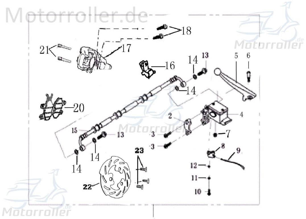 Jonway Galactica Bremsschlauch Bremsleitung Roller Scooter 50ccm 2Takt 2100806-5 Motorroller.de Hydraulikschlauch Hydraulik-Schlauch Hochdruckleitung