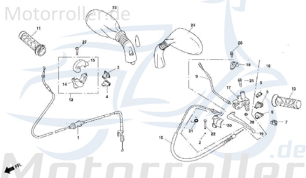 Daelim Otello 125 Gasarmatur 125ccm 4Takt DAE-53140-SA1-RB10 Motorroller.de Drehgriff Lenkergriff Lenker-Griff Gasdrehgriff Gasgriffhülse Gas-Griff