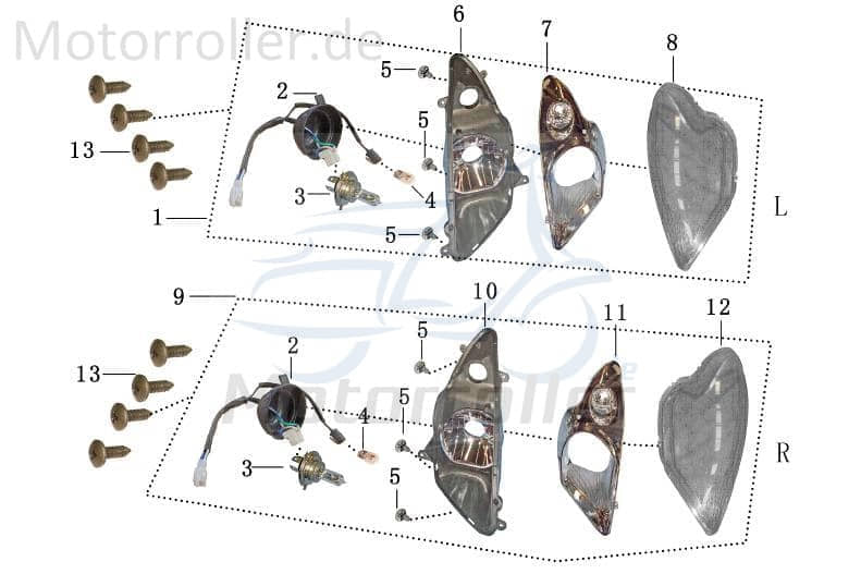 Rex RS450 Birne Halogen 12V 35 35W HS1 Roller Motorroller.de Halogenbirne Halogenleuchte 50ccm 4Takt 139QMB JSD50QT-13 50cc 4T 139QMA