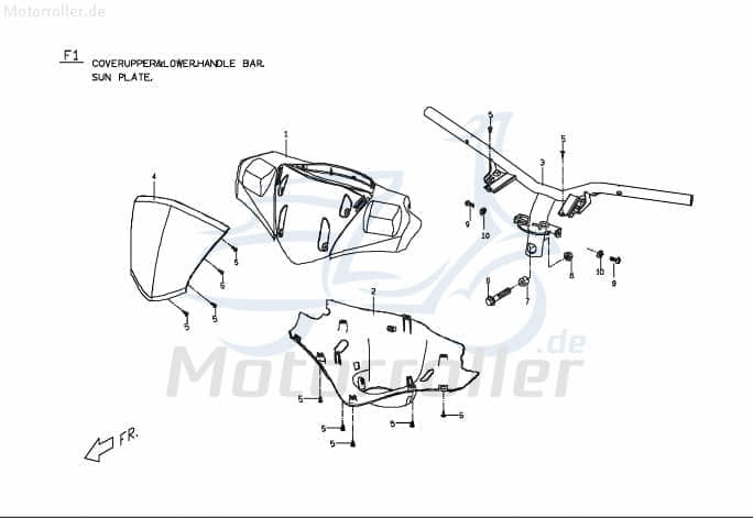 PGO G-Max Lenker schwarz Lenkung Lenkstange Lenkwelle Roller 125ccm 4Takt M2612001600 Motorroller.de Lenk-Stange Zweiradlenker Rollerlenker Scooter