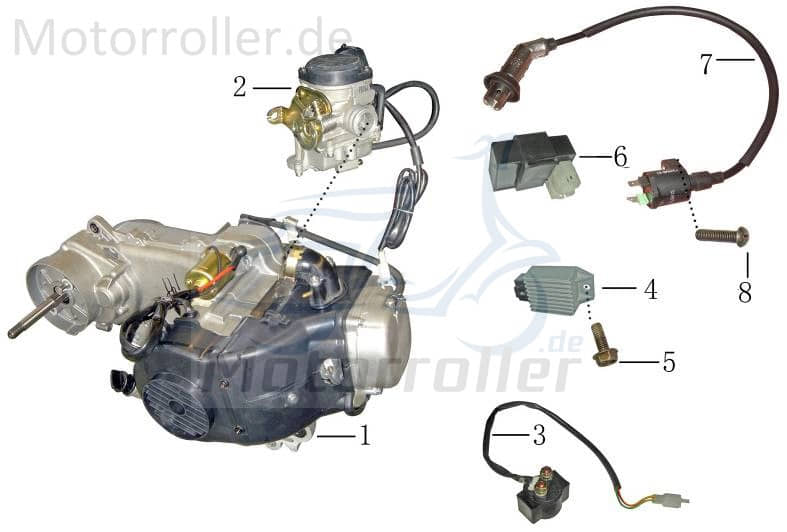 AGM GMX 450 One Austauschmotor 4T 50cc 10Zoll 50ccm 4Takt 7.818.401-7 Motorroller.de Gebraucht-Motor Austausch-Motor komplett Komplettmotor 139QMB