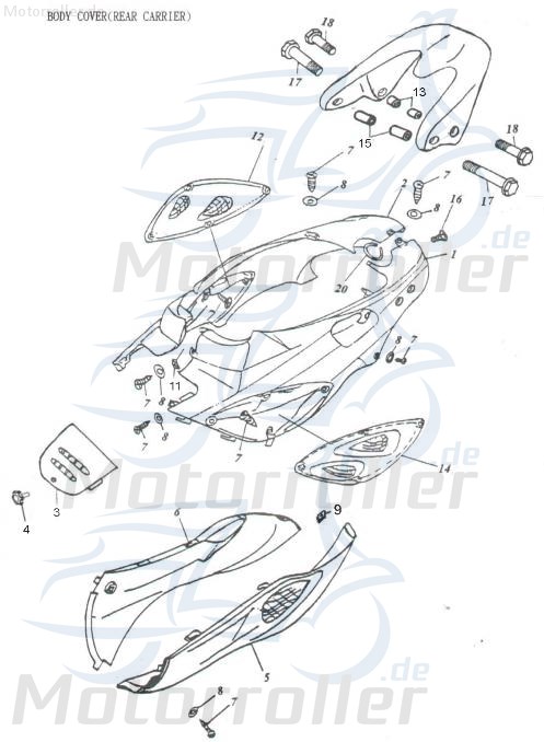 Adly Spoiler hinten gelb Thunder Bike TB 125 Roller 125ccm 4Takt Motorroller.de Heckspoiler 50ccm-2Takt Scooter Air Tec 1 50 LC Service