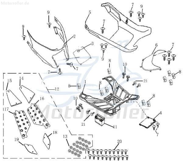 Rex Milano 50 Staufachverkleidung Scooter Mofa Roller Motorroller.de Stauraum 50ccm 4Takt 139QMB JSD50QT-13 50cc 4T 139QMA Staufach