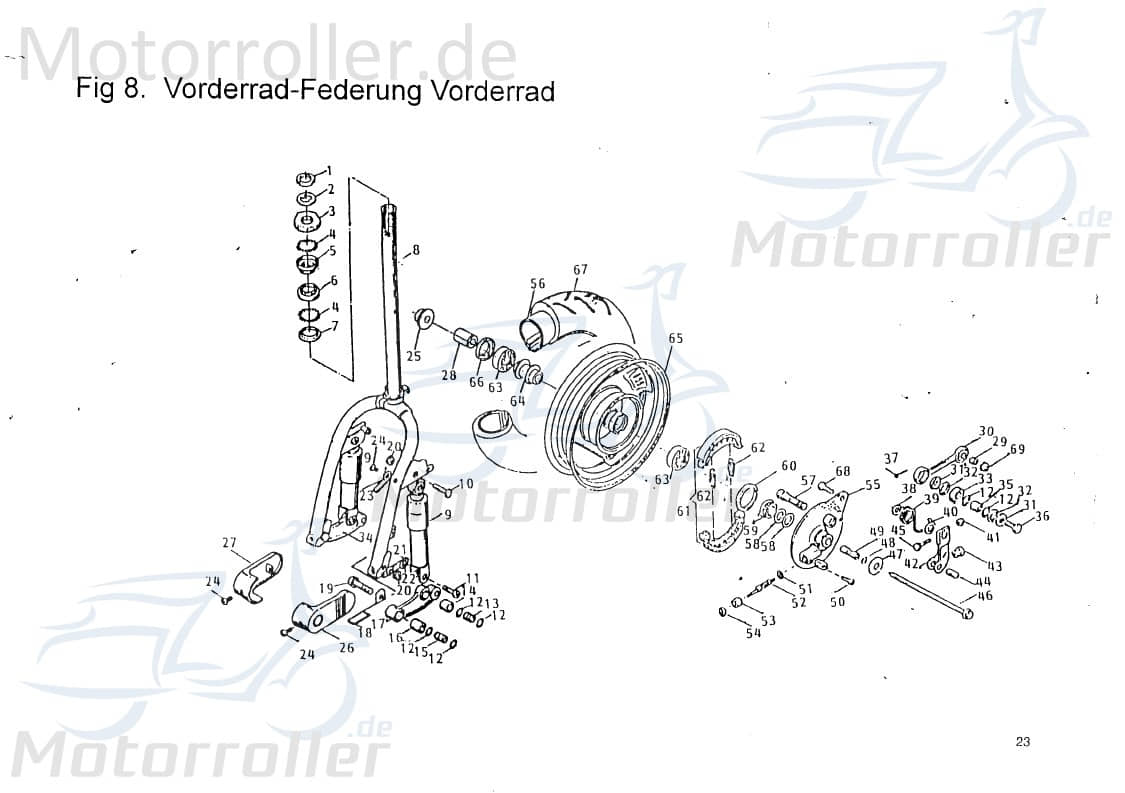 PGO Ringmutter Lenkkopflager Star 50 Konusmutter 50ccm 2Takt Motorroller.de Lenkermutter PGO 50ccm-2Takt Scooter Star 50 2 Ersatzteil Service