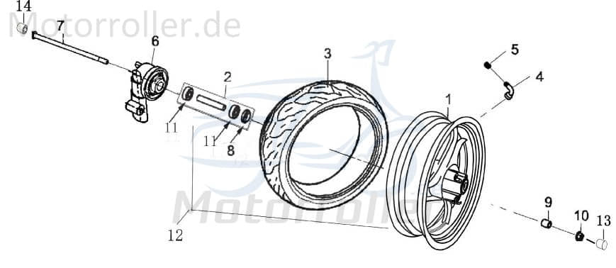 Felge vorne Alu gelb 3 Speichen 3.50 1040301-1-G