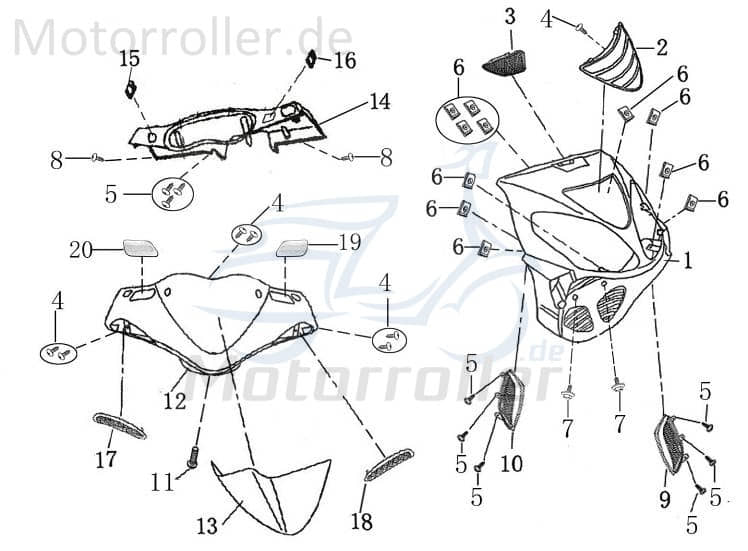 Schraube M5x30mm verzinkt Jonway RS 1100 Scooter 9101505030-1 Motorroller.de Bundschraube Maschinenschraube Flanschschraube Flansch-Schraube Moped