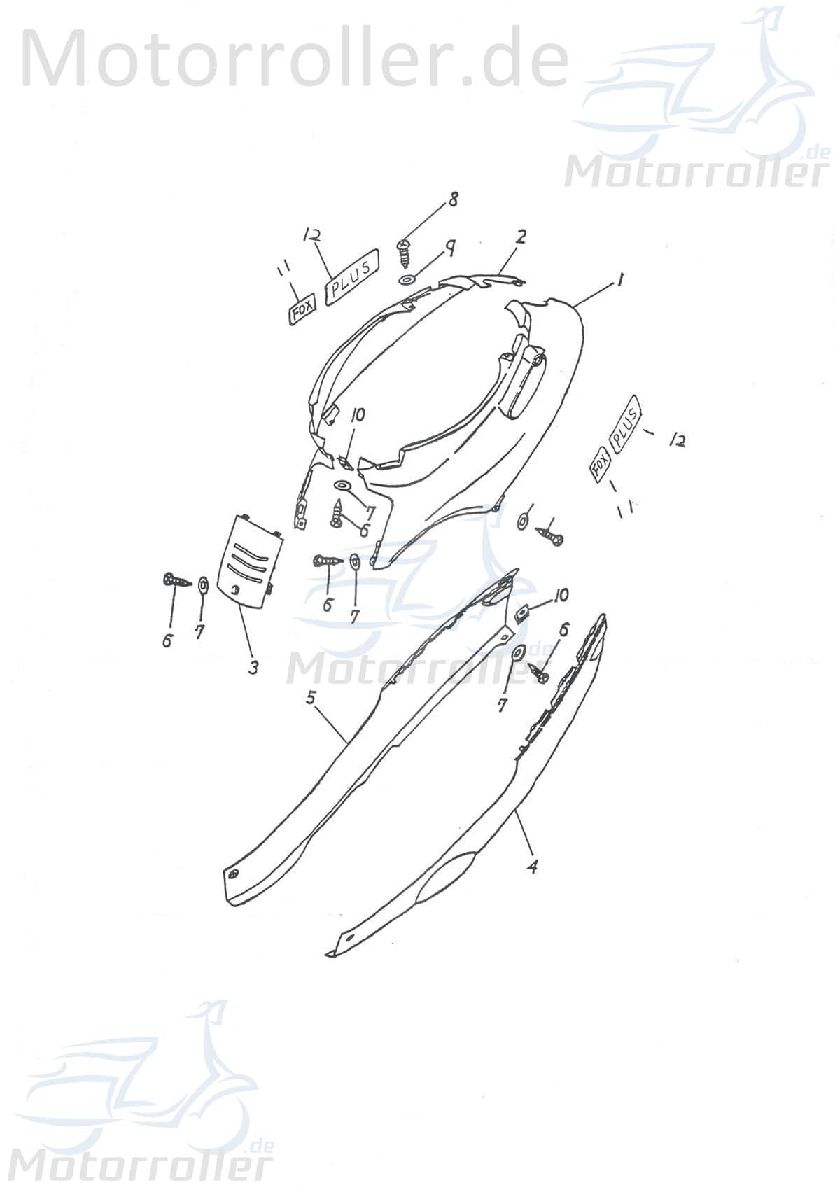 Sitzbankverkleidung metallic rot Roller 83600-116-000-MR Motorroller.de Sitzverkleidung Mittelverkleidung Sitz-Verkleidung Sitzbank-Verkleidung Mokick