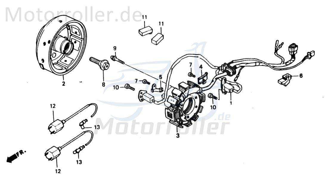 Chunlan Chopper Lichtmaschine 125ccm 4Takt ABB-P13-NO.-03 Motorroller.de Stator Ankerplatte Anker-Platte Stromerzeuger Strom-Generator Licht-Maschine