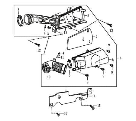 Luftfiltergehäuse 12 Zoll Jonway 2200301-4 Motorroller.de
