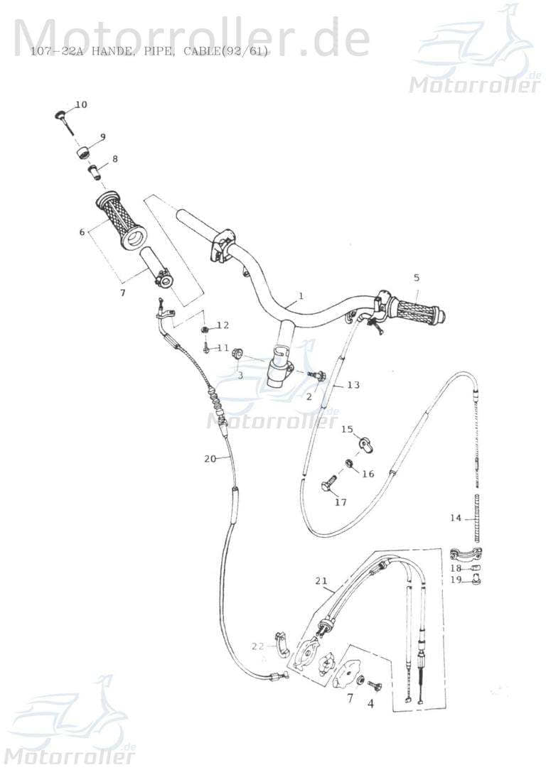 Adly Gaszugoberteil Scoody 50 2 Roller Scooter 50ccm 2Takt Motorroller.de 50ccm-2Takt AT 50 2 Ersatzteil Service Inpektion Direktimport