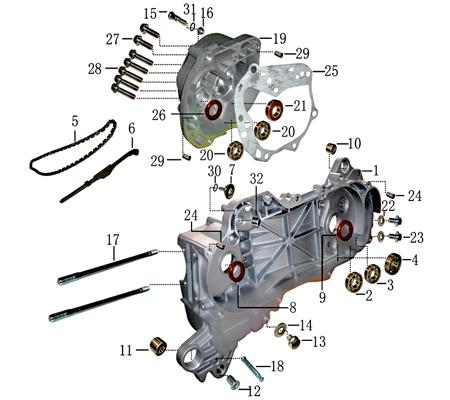 Kugellager 6201 12x32x10mm Motorgehäuse Links 703719