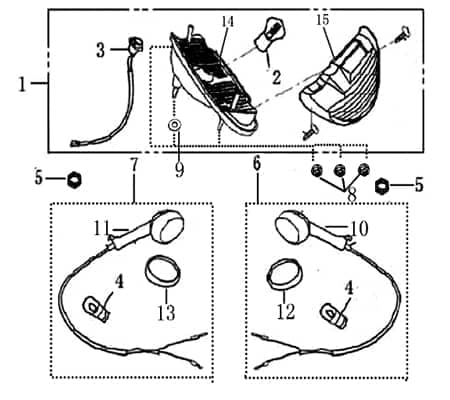 Blinker hinten links kurz 120mm klarglas AGM 50ccm 2Takt Motorroller.de Fahrtrichtungsanzeiger Blinkleuchte Blinklicht 1E40QMB Scooter Fighter 50 One