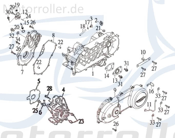 SMC Getriebeabdeckung Kreidler 170ccm 4Takt 15311-GOO-01 Motorroller.de Kupplungsdeckel Getriebegehäuse Gehäusedeckel Variodeckel Variomatikdeckel