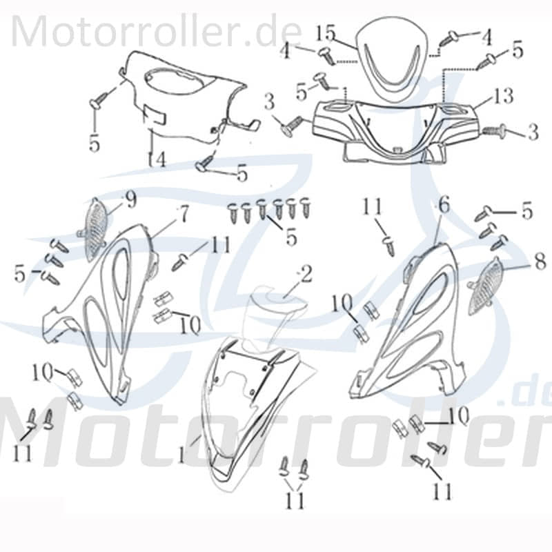 Frontverkleidung links silber Windschild 706806