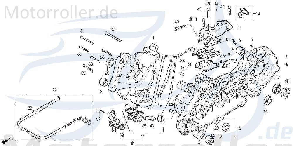 Gummibuchse hinten Daelim Tapo 50 Gummilager 50ccm 2Takt Motorroller.de Silentblock Silentlager Silentbuchse Lagerbuchse Motorlager Lagerhülse Scooter