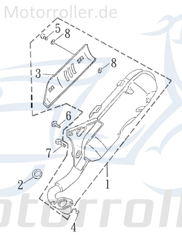 Kreidler F-Kart 100 Auspuffblende 100ccm 2Takt 31618-NAN-00 Motorroller.de Auspuffschutz Hitzeblech Auspuffabdeckung Auspuff-Blende Hitze-Blech