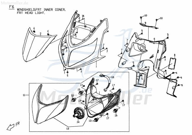 PGO Frontverkleidung G-Max Scheinwerferverkleidung eissilber M26210007L0 Motorroller.de Frontmaske Lenkerverkleidung Frontschürze Scooter