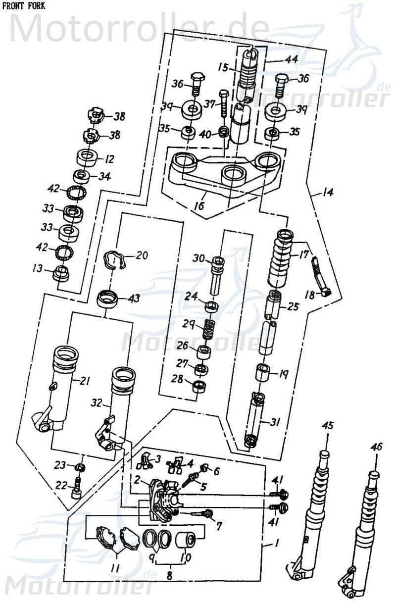 Adly Cat 50 Gabelbrücke Radgabel 50ccm 2Takt 51100-118-000 Motorroller.de Telegabel Gabel-Brücke Vorderrad-Gabel Joch Vorderradgabel Lenkgabel Scooter