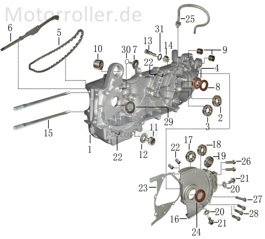 Getriebeabdeckung AGM Fighter 125 Motordeckel 125ccm 4Takt Motorroller.de Kupplungsdeckel Getriebegehäuse Gehäusedeckel Variodeckel Variomatikdeckel