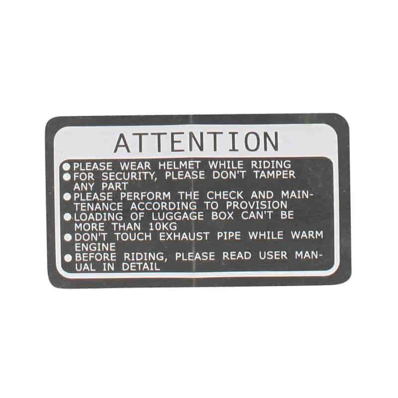 PGO Warnaufkleber TR3 50 Mofa Sticker Dekor C16030000001 Motorroller.de Klebeetikett Dreiradroller G-Max 125 Service