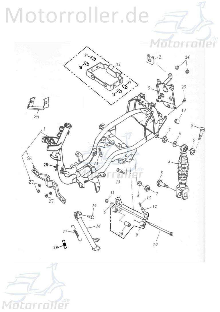 Adly Haltebügel JET 50 Befestigung Halter Träger 50ccm 2Takt Motorroller.de Halterung Befestigungsbügel Halteblech Topcaseträger Befestigungshalter