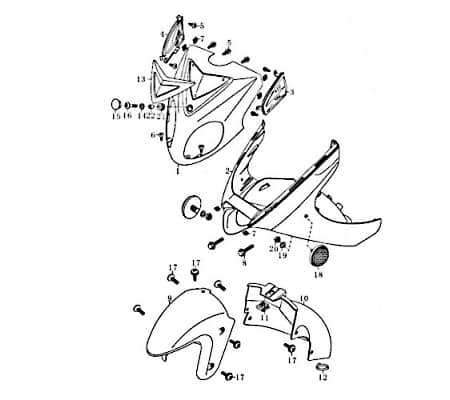 Frontverkleidung oben silber 85110 Motorroller.de Kreidler Florett RMC 125 Scheinwerferverkleidung Frontcover Frontabdeckung