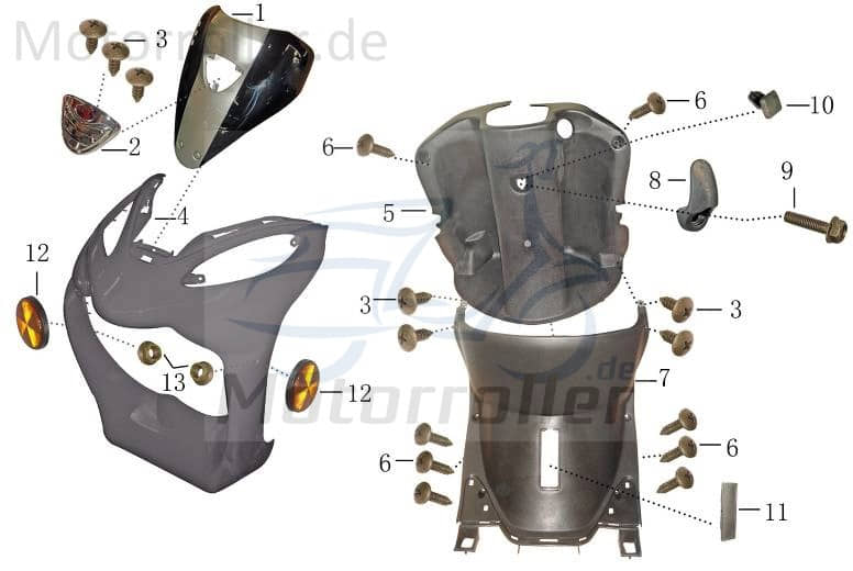 Positionsleuchte AGM GMX 550 Standlicht vorne 50ccm 4Takt Motorroller.de Zusatzleuchte Zusatzleuchte-vorn 139QMB Scooter GMX 550 ZX50QT-7B Ersatzteil