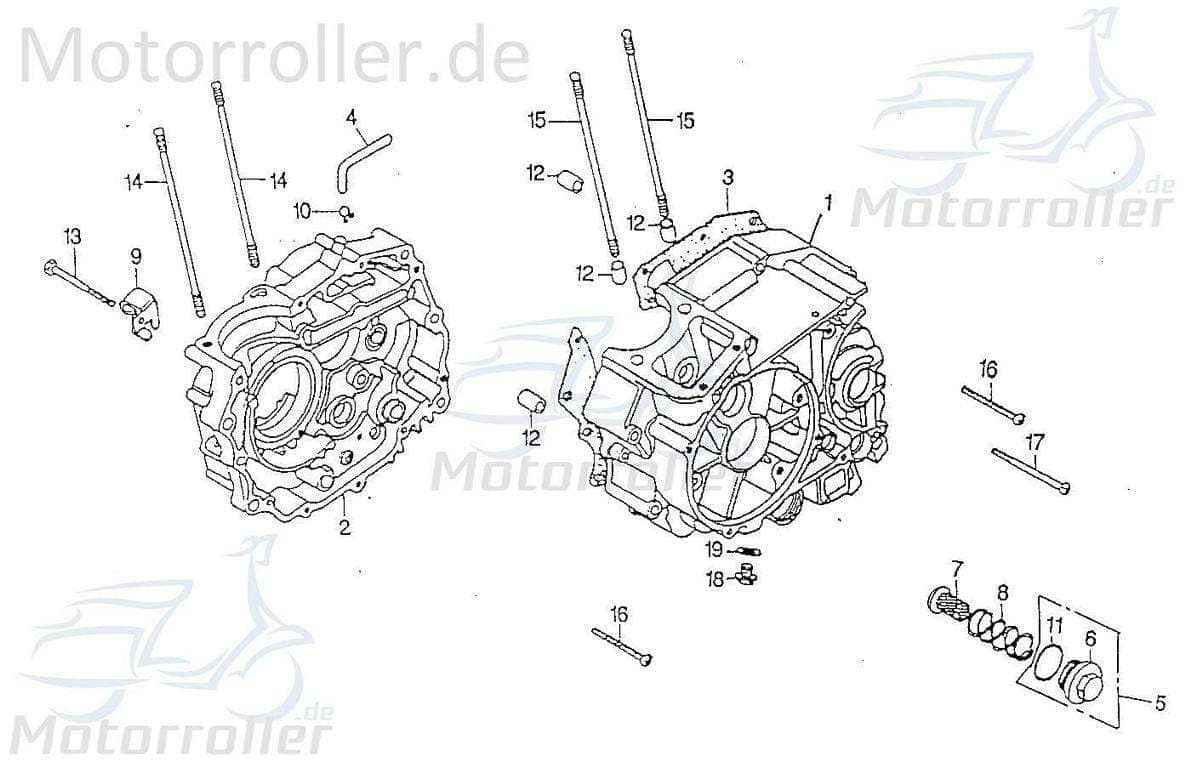 Getriebegehäuse links / rechts Rex Chopper 125 125ccm 4Takt Motorroller.de nur paarweise lieferbar Kurbelgehäuse Getriebe-Deckel Getriebedeckel Moped
