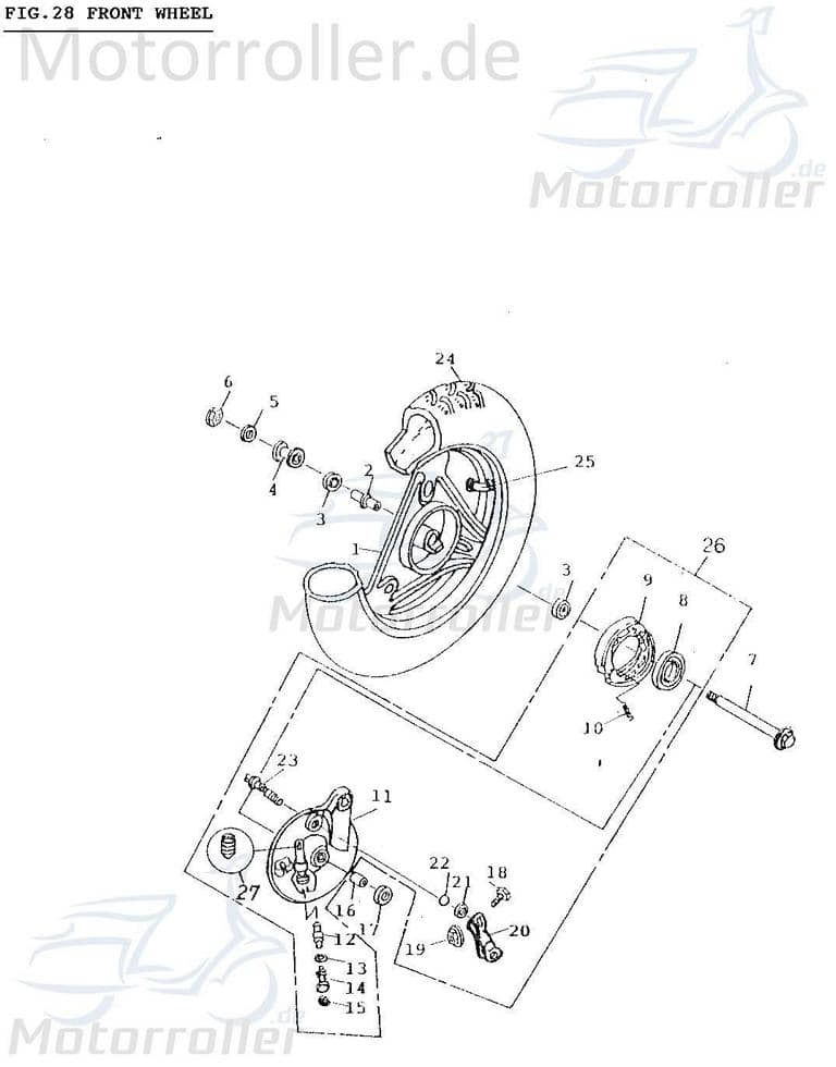 Adly AT 50 PT Tachoantrieb Roller 50ccm 2Takt 44806-101-000 Motorroller.de Tachowellenantrieb Tachometerantrieb Tacho-Schnecke Tachometerzahnrad