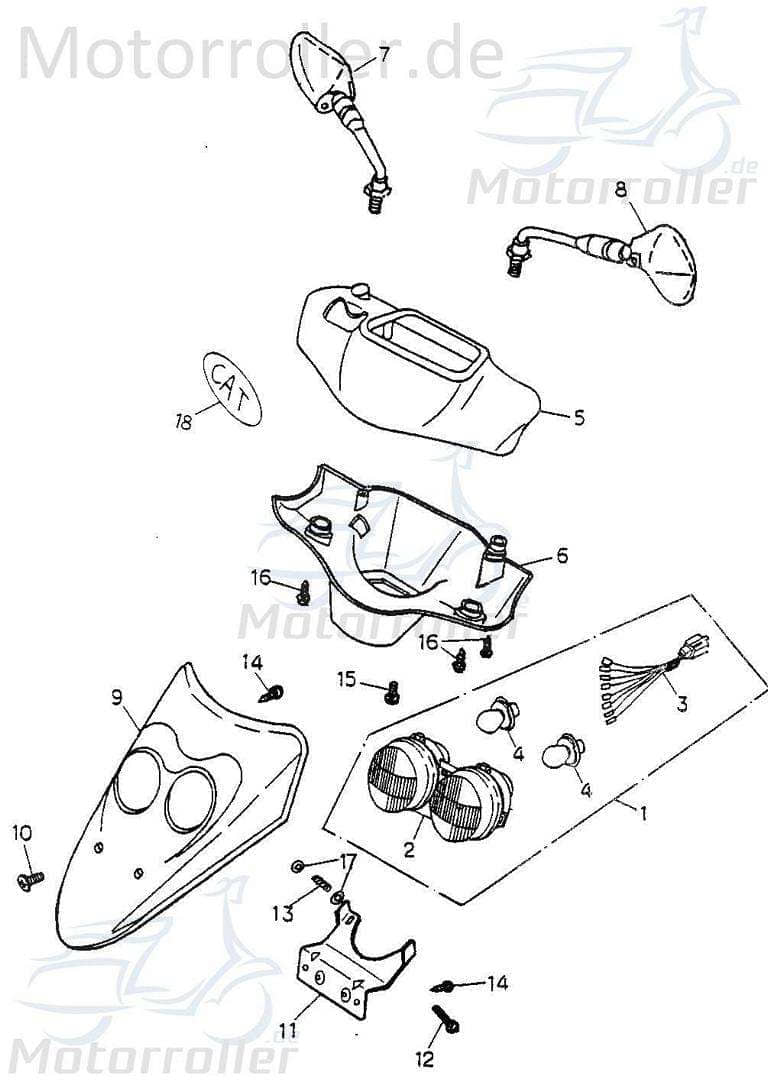 Adly Cat 50 Scheinwerferverkleidung 50ccm 2Takt 64321-118-000-G Motorroller.de Scheinwerfer-Verkleidung Lenker-Verkleidung Scheinwerferabdeckung