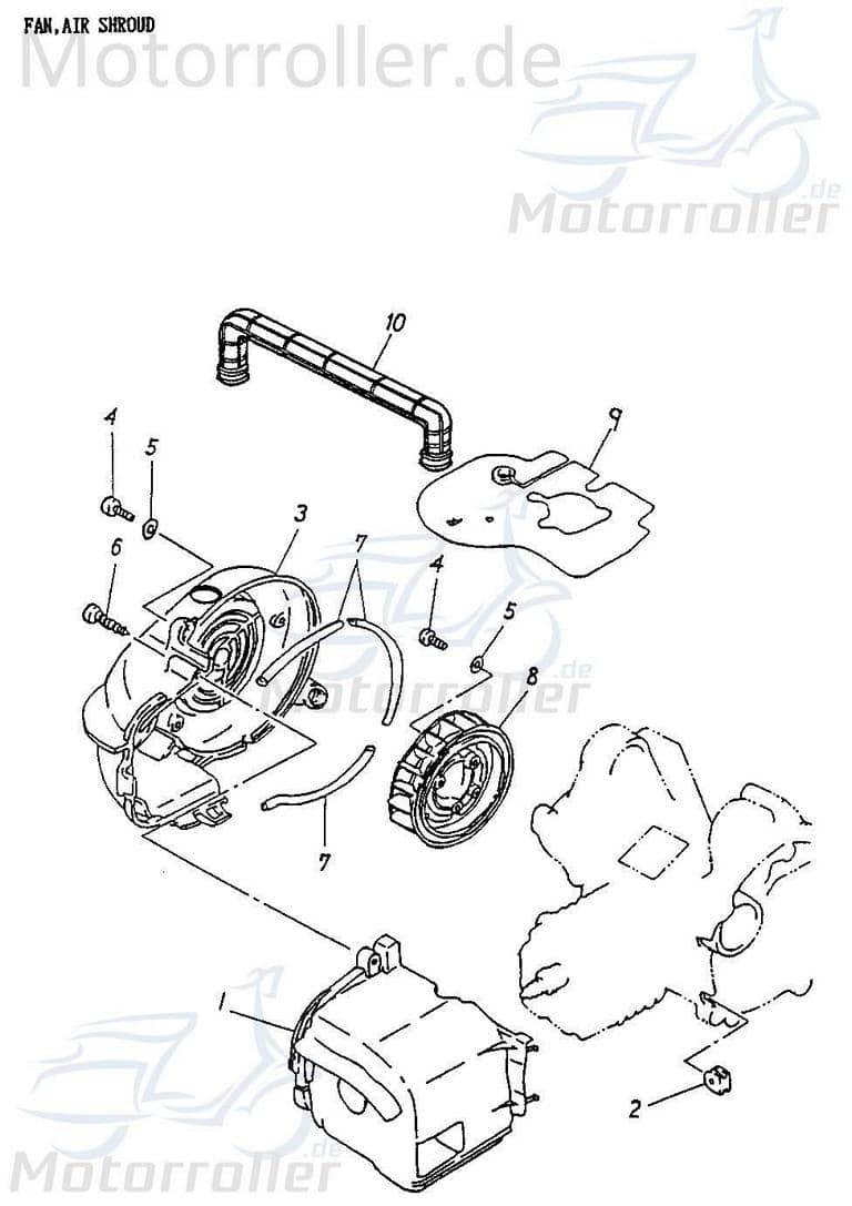 Schlauch Lüfterabdeckung 19x280mm Adly Roller 50ccm 2Takt Motorroller.de Lüfterdeckel Leitung 50ccm-2Takt Scooter Silverfox 50 Herkules Ersatzteil