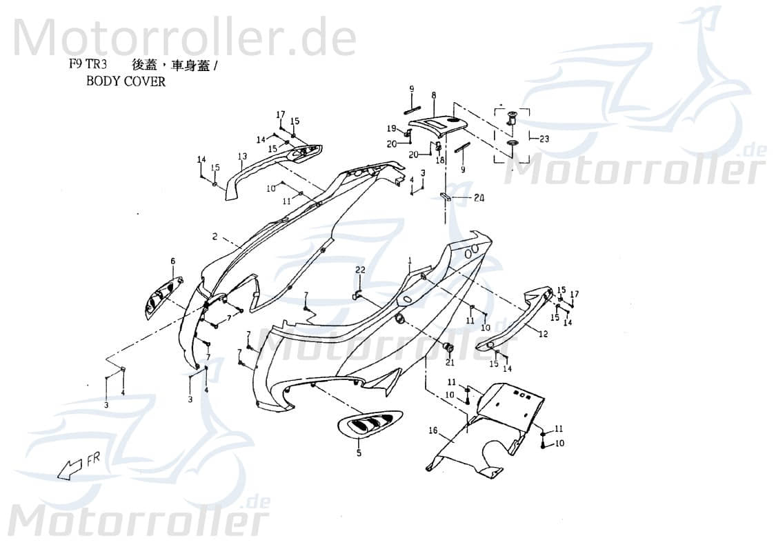 PGO Lufteinlass links dunkelgrau TR3 50 Mofa Lüftung Kühlung C1627001760 Motorroller.de Sitzverkleidung PGO 50ccm-2Takt Dreiradroller Service