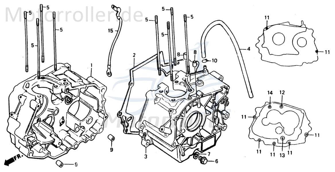 Chunlan Chopper Kurbelgehäuse 125ccm 4Takt ABB-P17-NO.-01 Motorroller.de rechts Motorgehäuse Motorblock 244FM Motorrad Moped Ersatzteil Service