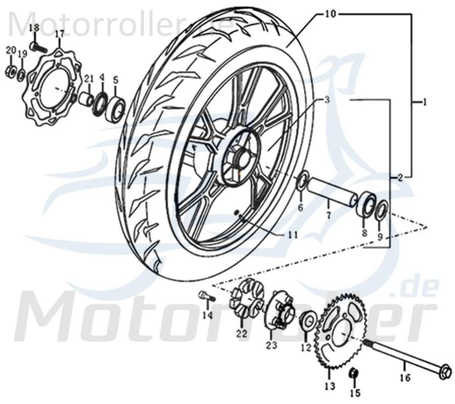 Kreidler DICE GS/SM 125 Pro Kettenrad 51 Zähne 5-Loch Zahnrad 781249 Motorroller.de Ritzel Original Ersatzteil