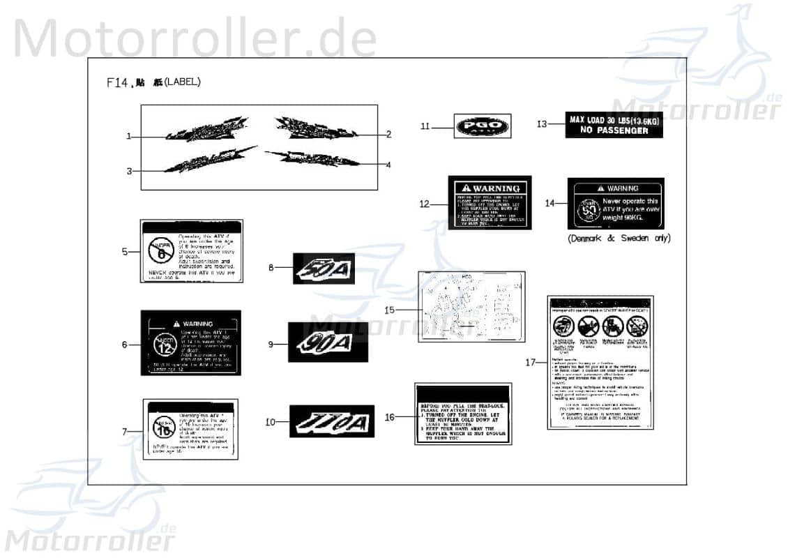 Aufkleber 90A von PGO X9601010000