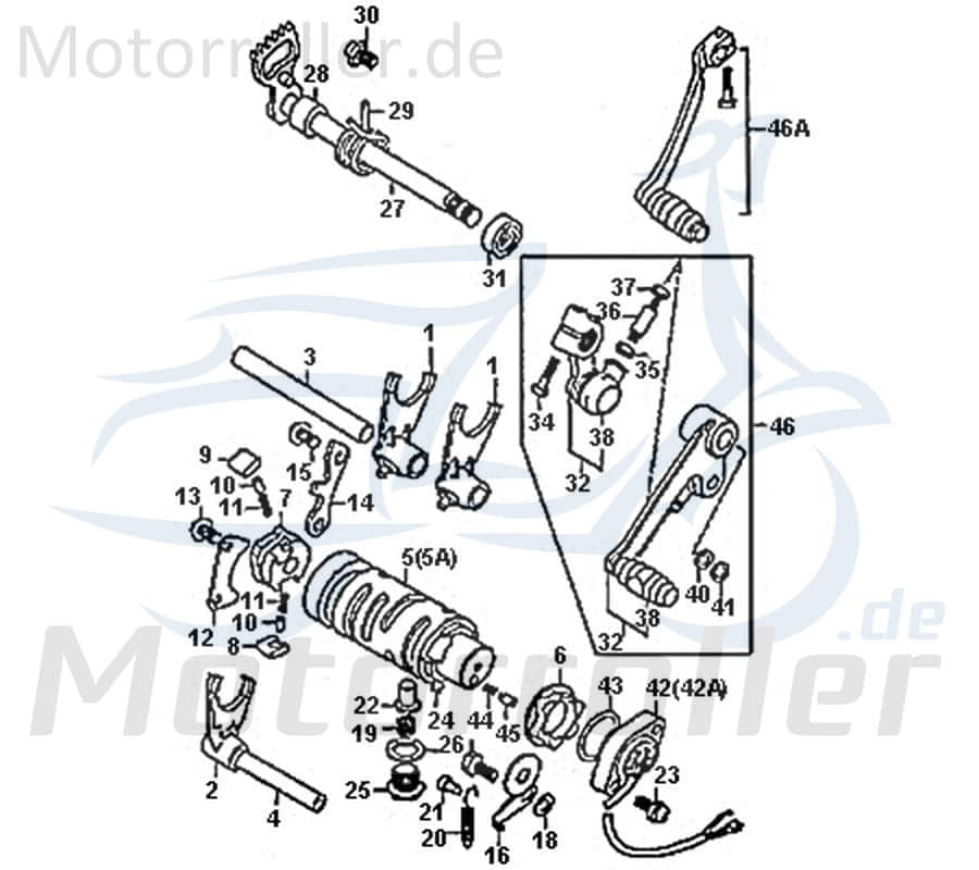 Schalthebel kpl. mit Umlenkung Motorrad 50ccm 780114