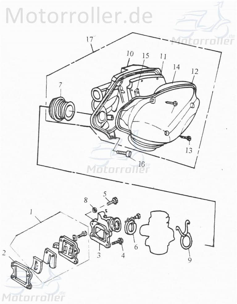 Schraube M6x16mm mit Bund verzinkt Aeon DAE-S6001-06016-02 Motorroller.de Bundschraube Maschinenschraube Flanschschraube Flansch-Schraube 1E40QMB Quad