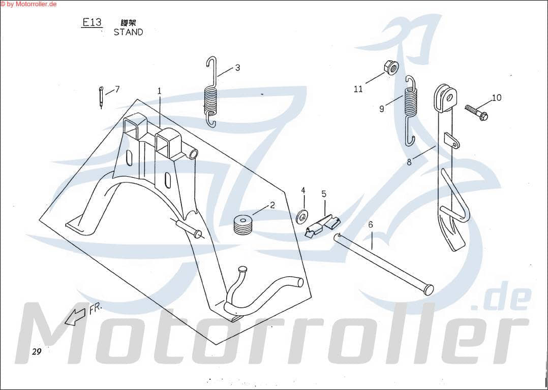PGO Big Max 50 Fixierstift Hauptständer E1461110000 Motorroller.de Big Max 90 Ständerbolzen Ständerschraube