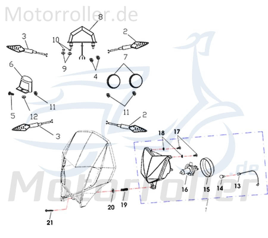 Rex Supermoto 125 DD Rücklicht Motorrad 125ccm 4Takt 730782 Motorroller.de Rückstrahler Rück-Leuchte Rückleuchteneinheit Rückleuchten-Einheit Kreidler